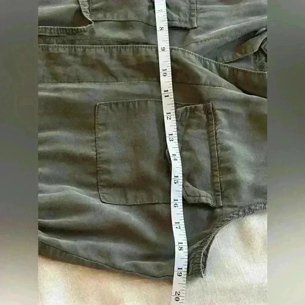 Mossimo Olive Green Button Down Utility Cargo Vest Pockets Medium - Picture 9 of 10